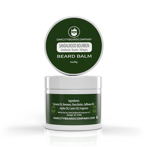 Oak City Beard Company - Sandalwood Bourbon Beard Balm, 2 Ounce, Conditioner with Sandalwood, Bourbon, Mahogany