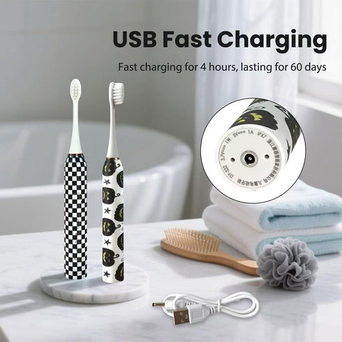 Sensor,5Intensity Settings,SmarTimer 4 Heads,60-Day Rechargeable Electric Toothbrush,with Pressure and Brush Battery