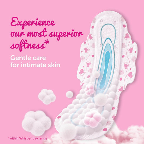 WHISPER 45 31.7 cm Ultra Skinlove Sanitary Pads for Women | Thin XL+ Pads | Cottony Soft Top Sheet | Irritation Free |