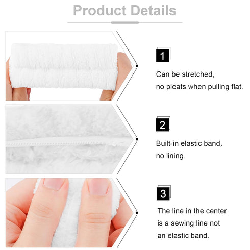 VELSCRUN 6 Pack Spa Headband, Makeup Headband, Face Wash Headband, White Sponge Hair Band Bow Tie for Women