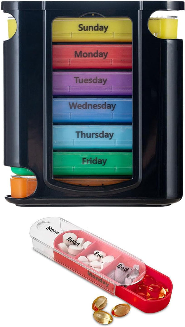 WHZHAOCAI Drawer (7-Day) Pill Case, Weekly Medicine Planner, Vitamin Organizer, 4 Times a