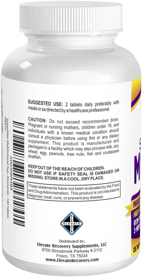 3-Month Multimineral Supplement (Iron Free), 72 Trace Minerals, High Potency Multi Mineral, 180 Tablets