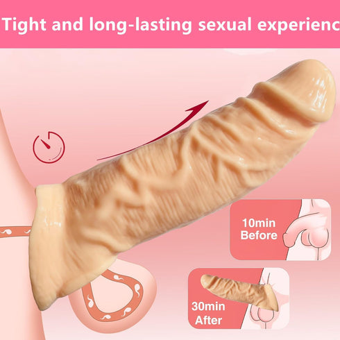Sponver 8.66in Threaded mace Condoms Male Condom Adult Lock fine Ring Sleeve Extender Flesh