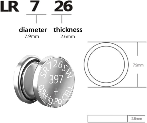 SKOANBE 10 Packs SR726SW 397 1.5V Silver Oxide Watch Battery