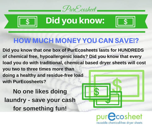 Purecosheet Reusable Dryer Sheets, Chemical Free & Vegan, Safe for Infants, 2 Count, 500+ Loads