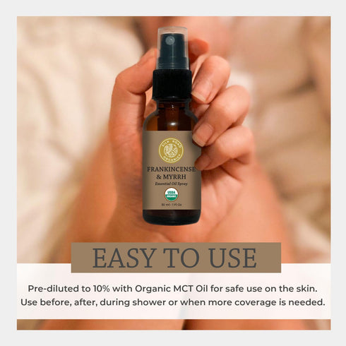 Organic Frankincense & Myrrh Essential Oil Spray, 100% Pure USDA Certified Aromatherapy, 1 oz by Silk Road Organic