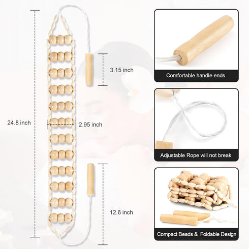 KintKita Wood Therapy Massage Tools,Back Wooden Massage Roller Rope Tool Maderoterapia Kit Professional Cellulite