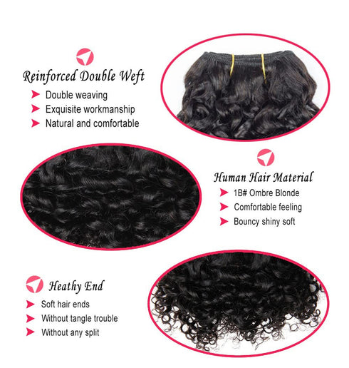 Human Hair Bundles, Kinky Curly Wave Hair, 4 Bundles 50 Gram/Bundle, 8A Unprocessed Kinky Curly Wave (8 8 8 8 1b)