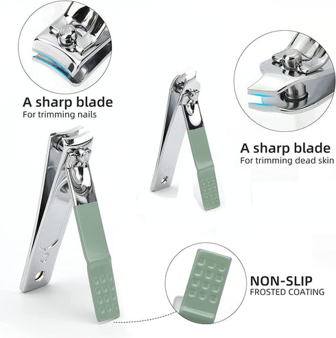 Manicure Set for Men Women, Nail Clipper Set with Portable Travel Case, Grooming Kit Gift for Family Friends (Green)