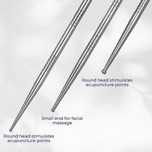 Heclia 6PCS Facial Reflexology Massage Tool Stainless Steel Acupuncture Pen Ear Acupressure and Body Point Probe Pen