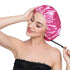 Stain Bonnet Silky Sleep Cap, Adjustable Satin Cap for Night Sleeping, Reversible Double Layer Rose/Beige