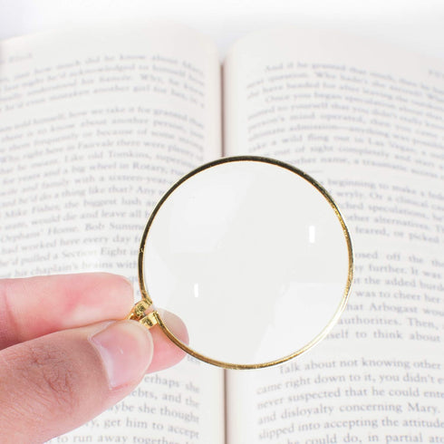 Gold Chain Necklace with 1-3/4 Inch Optical Magnifier Lens, 36-Inch for Reading, Jewelry, Increase Vision