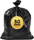 Heavy Duty 55 Gallon Trash Bags, Value-Pack 50 Bags w/Ties, Large Black Garbage Bags for Lawn, Leaf, and Commercial