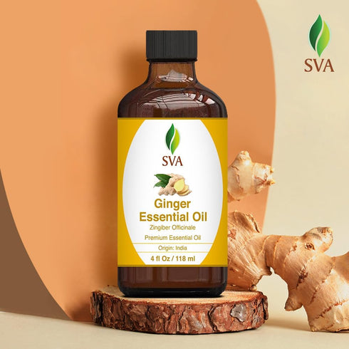 SVA Ginger Essential Oil, 4 Fl Oz, 100% Natural for Diffuser, Hair Care, Skin Care, Aromatherapy, with Dropper
