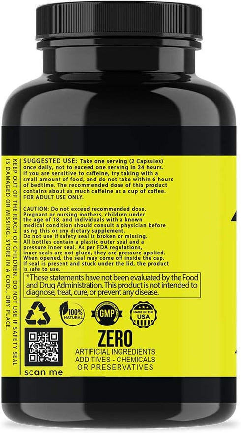 Angry Supplements Angry Energy Caffeine Capsules: All Natural Non-GMO Energy Booster for Stamina & Focus