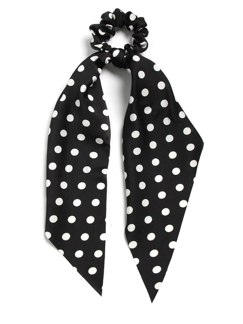 SUSULU Hair Scrunchies for Women, Solid Color Fabric Bobbles, Elastic Hair Ties (Black White)
