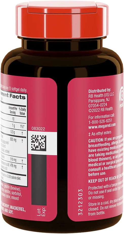 MegaRed Advanced 6X Absorption Softgels, Omega-3 Fish Oil Supplement 800mg (80 Count), Supports Heart Brain Joints &