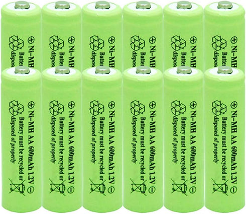 1.2V AA Nimh 600mAh Rechargeable Battery for Outdoor Solar Lights Garden Lamp (12 Pack)