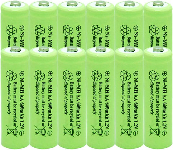 1.2V AA Nimh 600mAh Rechargeable Battery for Outdoor Solar Lights Garden Lamp (12 Pack)
