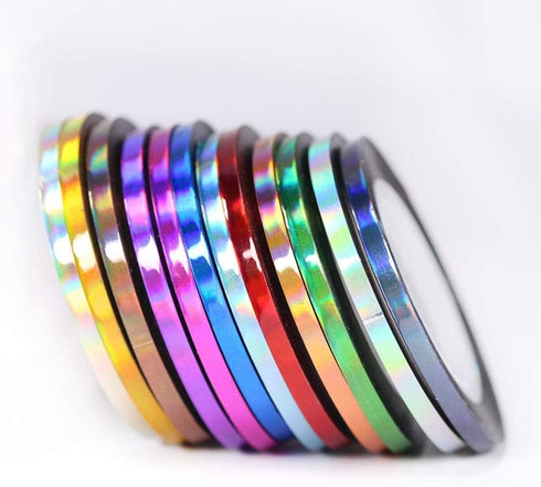 Nail Art Striping Tape Lines Kit, 36 pcs 1mm 2mm 3mm Nail Tape Strips for Design DIY, Silver Nails
