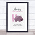 The Card Zoo New Baby Birth Details Christening Nursery Initial H Hippo Keepsake Gift Print