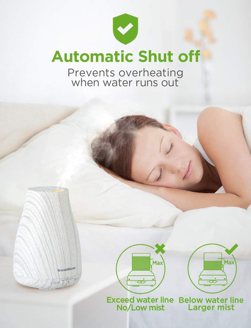 InnoGear Essential Oil Diffuser, 5-in-1 Aromatherapy Diffuser, Humidifier, 7 Color LED, Auto Off, White Grey