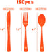 150 Pack Orange Plastic Silverware, Orange Plastic Cutlery, Plastic Silverware Heavy Duty Includes 50 Orange Forks, 50 Orange Spoons, 50 Orange Knives for Birthday Party Picnic … by joy akkess