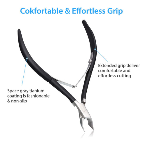 Mudder 3 Packs Cuticle Nippers Cutter Tool, Stainless Steel Nail Trimmer for Fingernails and Toenails (Black)