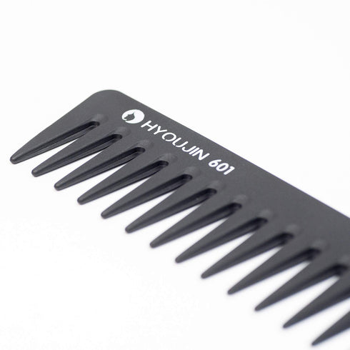 HYOUJIN 601 Black Carbon Wide Tooth Detangling Comb for Long Wet Hair, Heat Resistant