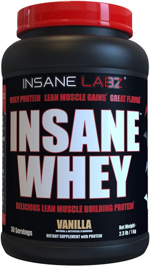 Insane Labz Insane Whey - 100% Muscle Building Whey Protein, BCAA Amino Profile, Mass Gainer, Meal Replacement - 30
