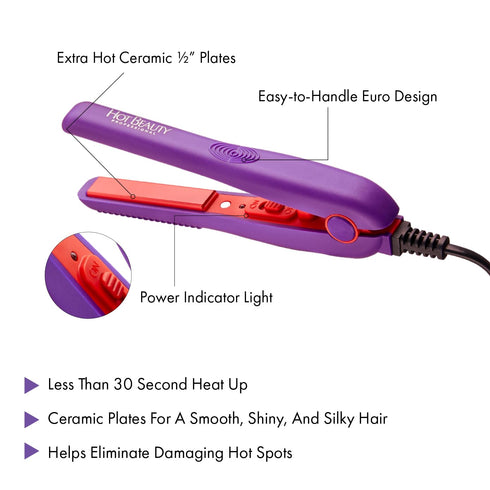 Professional Ceramic Mini Flat Iron 1/2", Anti-Frizz, Fast Heating, Versatile Styling for Curly & Straight Hair