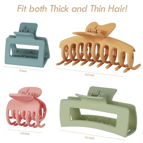 Sisiaipu 8 Pcs Hair Claw Clips for Women, Large Medium Small Clips for Thick Thin Hair, 4 Style Colorful Accessories