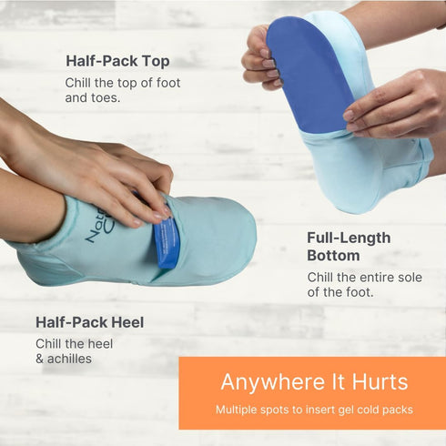 NatraCure Replacement Gel Packs for Cold Therapy Socks, 4-Piece Set, Reusable Compresses for Injuries