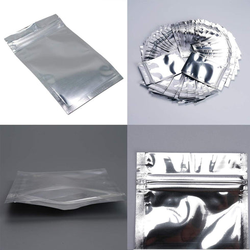 50 Pack Mylar Bags - 5.5x7.8 Inch Resealable Clear Zip Lock Food Storage Bags, Food Safe Plastic Aluminum Material