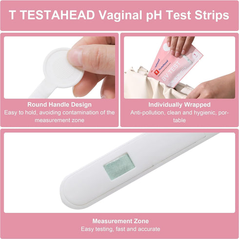 Vaginal pH Test Strips - Feminine Health Kits for Bacterial Vaginitis, Trichomonas Vaginitis, Individual Aluminum Foil