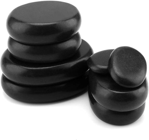 SINJEUN 40 PCS Basalt Massage Stones, 4 Sizes Large Round Hot Stones for Massage, Essential Supplies for Home Spa