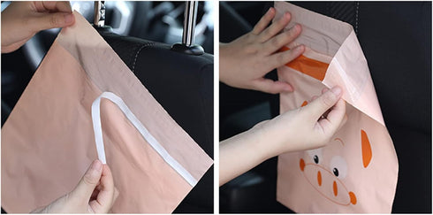 60pcs Easy Stick-On Car Trash Bags, Waterproof Leak Proof Disposable Garbage Bags for Kitchen Cleaning