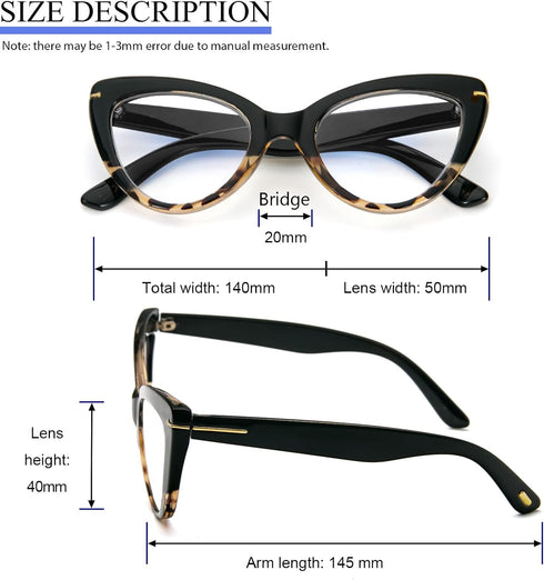 DXYXYO Oversized Cat Eye Reading Glasses, Women Blue Light Blocking with Magnification 1.5, 3 Pack