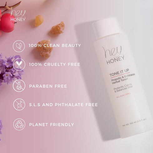 Hey Honey Skincare Tone It Up Propolis & Echinacea Herbal Face Toner | 3-in-1 Moisturizing, Soothes & Protects