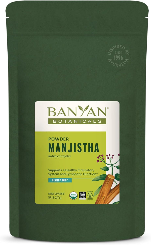 Banyan Botanicals Manjistha Powder – Organic Supplement for Ayurvedic Blood Cleanse & Lymphatic Support, ½ lb, Non-GMO