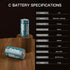 Pallus 4 1 4 Pack LR14 1.5V 3600mWh 1600x Rechargeable Lithium C Batteries with in USB-C Charging Cable, Rechargeable C