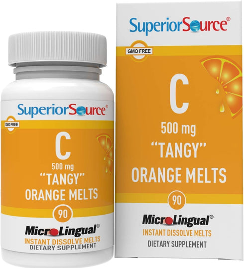 Superior Source Vitamin C 500 mg Tangy Orange Melts, 90 Sublingual Tablets