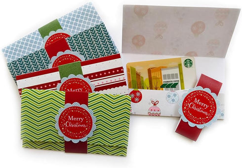 Set 5 Adore By Nat Christmas Holiday Gift Card or Money Holders - Merry Christmas Check Cash Envelopes
