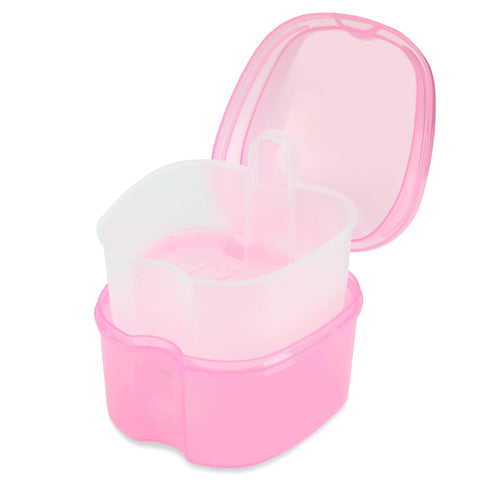 Dental Orthodontic Retainer Container Cleaning Case, Mouthguard Storage Soaking Case, Pink