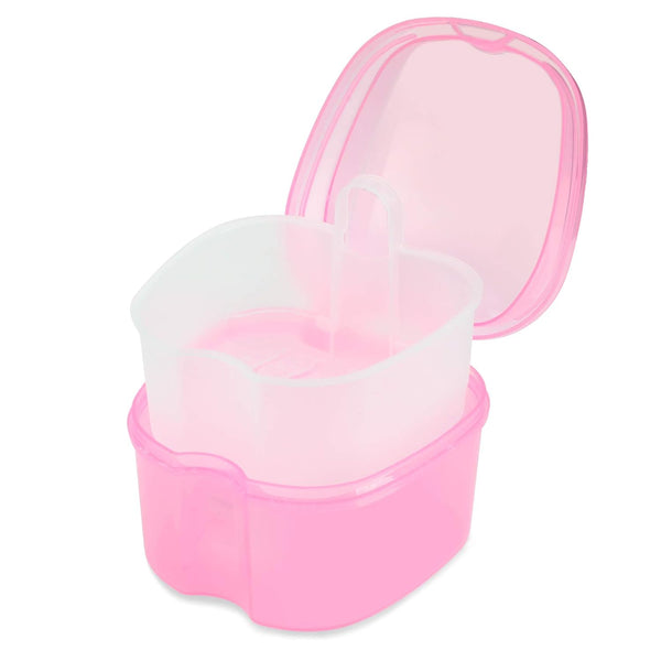 Dental Orthodontic Retainer Container Cleaning Case, Mouthguard Storage Soaking Case, Pink