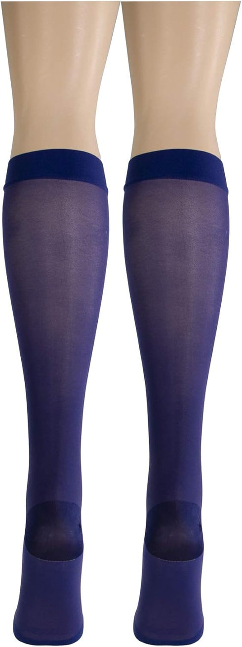 Truform Sheer Compression Stockings - 15-20 mmHg Women's Knee High Length, Open Toe, 20 Denier, Purple, Small