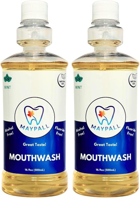 MayPall Adult Mint Mouthwash, Safe to Swallow, Natural, Promotes Healthy Teeth, Mild Taste,