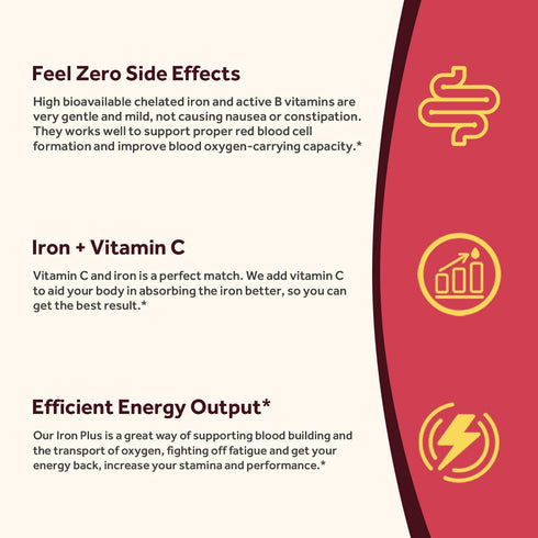 Doctor's Recipes Iron Supplement: Non-Constipating, Gentle Iron Pills with Vitamin C, B6, Folate & B12