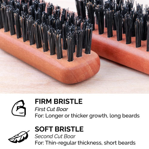ZEUS Boar Bristle Beard & Mustache Brush for Men, 5.5" Firm-Bristle Small Travel Brush - Made in Germany