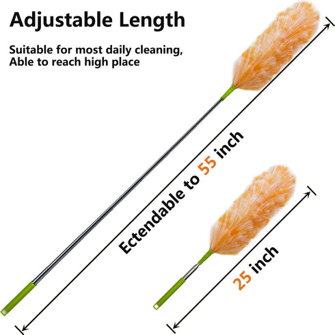 4 Pack Washable Electrostatic Duster, Extendable Feather Duster for Cleaning, 25" to 55"